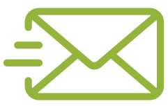 Blue envelope icon symbolizing email or message.