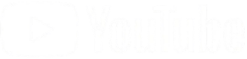 White YouTube logo with play button icon on a transparent background.